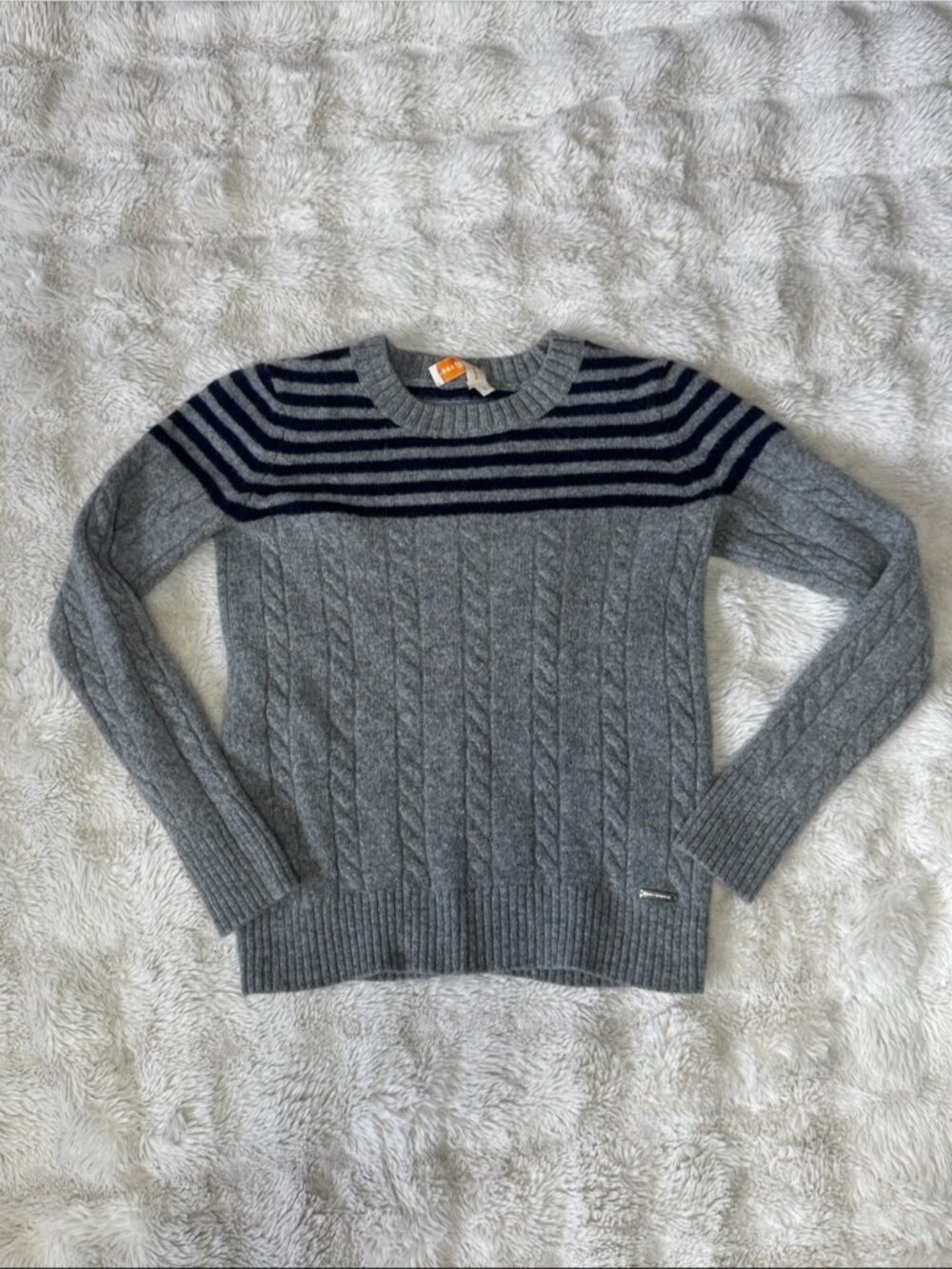 Tory Burch 100% Wool Sweater Gray Navy Size S/P
